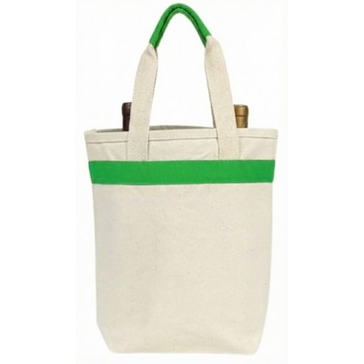 Blank 2 Bottle Elite 12 oz Canvas Wine Tote Bag | Travel Gift Carrier Green (10x11x3.5)