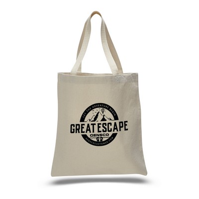 12 Oz. Natural Cotton Canvas Tote Bag w/Zipper Closure
