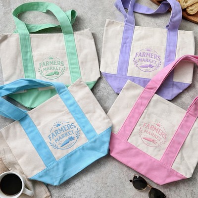 14 oz. Mini TJ Natural Canvas Tote Bag-13" x 11" x 6"-Embroidery